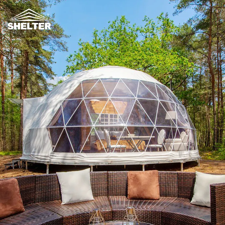 Al Aire Libre 4 estaciones cristal grande aislado lujo jardín Camping Glamping Geo eco Domo geométrico geodomo iglú cúpula tienda