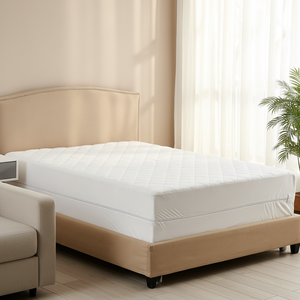 Funda Acolchada Ajustable Resistente a las Arrugas con Bolsillos Profundos para Alergias, Protector <span class=keywords><strong>de</strong></span> Colchón para Uso Hospitalario - Product Image 1