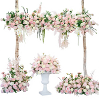 Ensemble de fleurs artificielles faites à la main, arrangement floral rose et blanc, décoration pour arche de mariage et centre de table pour toile de fond de cérémonie