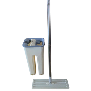 Cubo de fregona con sistema de centrifugado y fregona plana mágica, para uso en seco y húmedo, herramientas de limpieza para el hogar y la cocina, con paño de microfibra de repuesto - Product Image 1