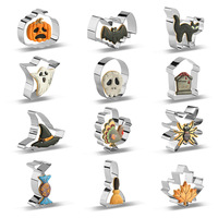 Ensemble de moules à pâtisserie pour Halloween en acier inoxydable, emporte-pièce fantôme citrouille pour biscuit fondant gâteau chocolat bonbon rectangle