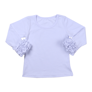 2020 monogran blanc noir chemises bébé petites filles t-shirts en coton glaçage haut volant enfants blanc l'eut filles t-shirt à manches longues - Product Image 2
