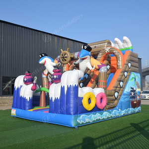 Cá mập Cướp Biển thương mại bơm hơi lâu đài bouncy nhà bị trả lại nước bơm hơi TRƯỢT KÉP - Product Image 4