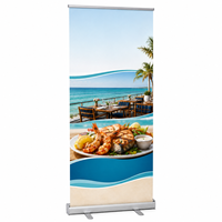 Support publicitaire rétractable léger en aluminium à base large pour bannière publicitaire au sol, idéal pour les expositions et la promotion commerciale