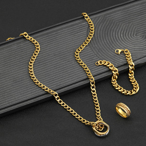 Gioielli Hip Hop, Catena in Acciaio Inossidabile Altamente Lucidata, Placcata in Oro 18K, Set Personalizzato di Collana e Bracciale a Catena Cubana per Uomo - Product Image 6