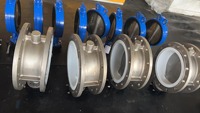 Vanne papillon à double bride avec revêtement PTFE, corps en acier inoxydable 304, tige en acier 416, anti-corrosion, pour pipeline industriel - Vente chaude