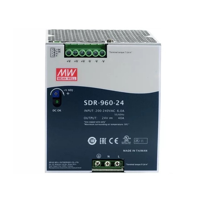 SDR-960 24/48V DC DIN Rail Switching Power Supply 960W SDR-960-24 SDR-960-48 High Efficiency Active PFC Thin New and Original