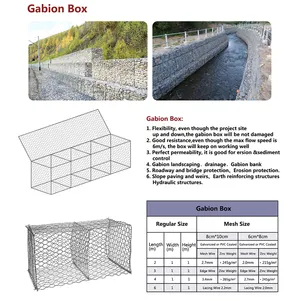 Hexagonal Gabion Galvanized PVC Coated Gabion 2.0*0.5*0.5 Galvanized Wire Mesh Gabion Mesh