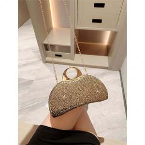 Hartvormige clutch met strass steentjes, avondtas voor dames, gala, gouden kristallen handtas - Product Image 5