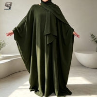 Ensemble 2 pièces Abaya Hijab en crêpe uni coupe droite, style papillon, personnalisé OEM, modeste, adapté à la maternité et à l'allaitement, pour la prière des femmes musulmanes