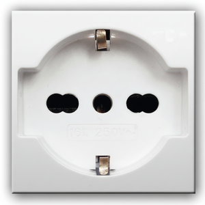 Domus S44 AVE Schuko Bipasso Enchufe de pared 1M Acabado brillante RAL 9010 Color 2P + T 16A IP44 Metal 10A/3A para uso industrial EU CN - Product Image 1