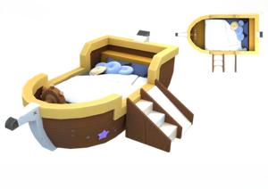 Маленькая оригинальная Крытая креативная Детская кровать в форме лодки с горкой и лестницей - Product Image 4