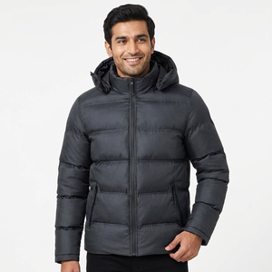 Veste matelassée pour hommes personnalisée OEM Veste d'hiver en laine à col montant avec fermeture éclair Veste en duvet résistant à l'eau coupe-vent - Product Image 1