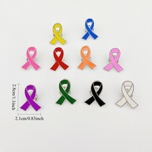 Spille in Metallo per la Sensibilizzazione sul Cancro al Seno, Combattimento Contro AIDS HIV, Spille con Nastro Rosso e Rosa - Product Image 6