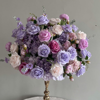 EG-RF-PR06 Décoration florale élégante pour Quinceañera, boules de fleurs violettes et chemin de table floral pour 15e anniversaire