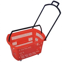 Panier de courses en plastique grande capacité pour supermarché et magasin de proximité avec roulettes