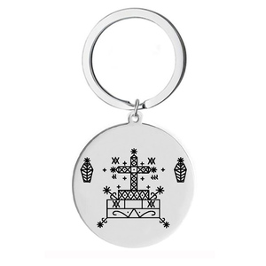 Voodoo Veve simboli Sigil Charm gioielli Vodou <span class=keywords><strong>Lwa</strong></span> Loa Amulet talismano Fine lucidatura ciondolo in acciaio inox portachiavi - Product Image 3