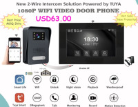 Système d'interphone vidéo Wi-Fi IP alimenté par l'application Tuya, connexion DIY 2 fils, communication bidirectionnelle, 2 déverrouillages, enregistrement, détection, mémoire