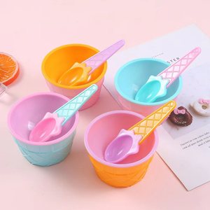 Trẻ em kem bát muỗng đặt bền trẻ em Quà tặng đáng yêu món tráng miệng bát DIY Ice Cream công cụ Icecream Bát + muỗng - Product Image 3