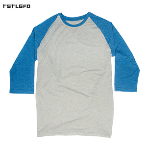Camiseta Deportiva de Lujo para Hombre, Cuello Redondo, Manga 3/4 Raglán en Contraste, Corte Ajustado, Dobladillo Curvo, Personalizable para Béisbol y Deportes - Product Image 3