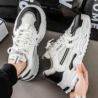 Nouvelles baskets décontractées pour hommes, prix de gros, blanches, en maille respirante, rehaussantes, pour le sport et la course, style chunky et tendance