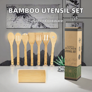 Juego de Utensilios de Cocina de Bambú de 1 Pieza, Herramientas de Cocina Ecológicas con Tubo de Almacenamiento, Aptas para Lavavajillas y Microondas, Solo Lavado a Mano - Product Image 3