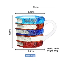Mug à café en forme de livre peint à la main avec mécanisme 3D, design original, style minimaliste moderne pour cafés, restaurants et utilisation en extérieur