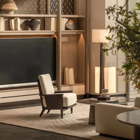 Ensemble canapé ottoman et table console en cuir écologique de luxe Songdesign, personnalisable, pour hôtel 5 étoiles, salon haut de gamme