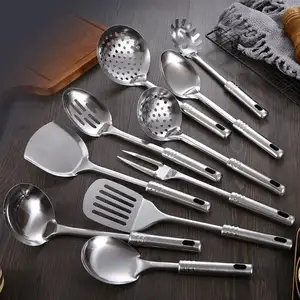 10 pezzi utensili da cucina accessori per uso alimentare strumenti utensili da cucina cottura Set di utensili in acciaio inossidabile 410