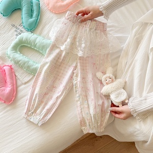 Pantalones cortos informales con estampado floral y encaje para niños pequeños y niñas, uso diario de verano - Product Image 6