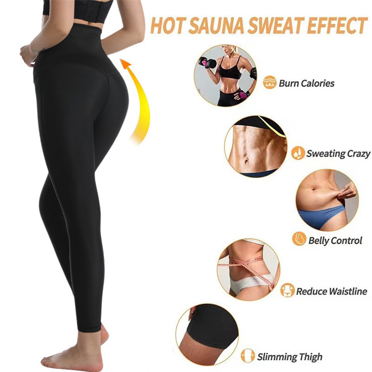High Waist Polyester Trainer Leggings for Women Wholesale Stock Fitness Sauna Sweat Running Gym Workout Pants Slimming Waist