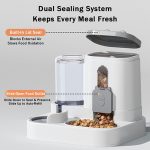 موزع طعام أوتوماتيكي ذكي 2 في 1 للحيوانات الأليفة، وعاء بلاستيكي للطعام الجاف للقطط والكلاب الداخلية - Product Image 3