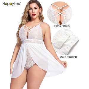 Lingerie sexy douce et lisse de haute qualité, babydoll en dentelle rouge, vêtements de nuit pour femmes, vêtements de nuit sexy, taille plus, élastique, taille haute - Product Image 3