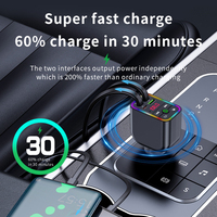 Schnellladegerät für Handy, Auto-Ladegerät, MP3-Player, unterstützt TF/USB-Karte, Typ-C/USB, RGB-Licht, tragbarer kabelloser BT-FM-Transmitter