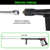 Pistolet de lavage haute pression universel en plastique 350 bars 5000 PSI 70 L/M, grand débit, pour lavage de voiture, avec rallonge et connecteur rapide 1/4 pouce