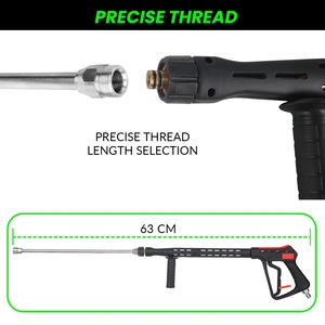 Pistola de Lavado <span class=keywords><strong>a</strong></span> Presión Universal de 350 Bares, 5000 PSI, 70 L/M, Gran Caudal, para Lavado de Autos, con Varilla de Extensión y Conector Rápido de 1/4 Pulgadas - Product Image 3