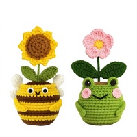 BH Factory Wholesale Cross-border Explosions Handmade Crochet Doll Frog Potted Bee Sunflower Knitted NEW ARRIVALS Indoor