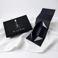 Scatola Regalo Magnetica Rigida Pieghevole Nera di Lusso con Logo Personalizzato per Confezioni di Cosmetici e Profumi