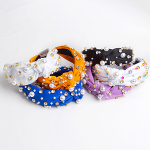 Serre-têtes Hua Liyu en perles et strass multicolores noués pour femmes, style frais et doux - Product Image 4