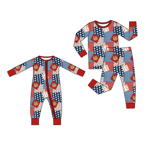 Conjuntos de Pijama y Ropa de Bebé para Niños Pequeños, Estilo Béisbol con Rayas, de Seda de Leche, Personalizados, Venta al Por Mayor - Product Image 5