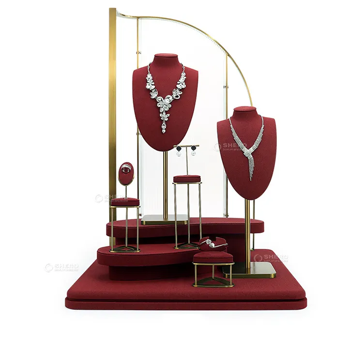 Personalizado de lujo pendiente anillo titular collar pulsera exhibición busto soporte maniquí joyería exhibición conjunto