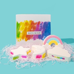 Bombes de <span class=keywords><strong>bain</strong></span> artisanales effet explosion arc-en-ciel, parfum citron, étoiles et nuages, relaxantes, au sel marin hydratant et à la lavande, pour la <span class=keywords><strong>maison</strong></span>, 100% naturelles - Product Image 1