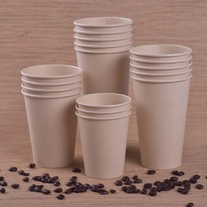 Disposable Bamboo Pulp Cup Wholesale Bamboo Fiber Wood Color ThThick Coffee Cup Printing LOGO