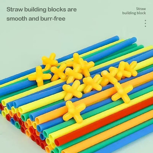 DIY 80 Pcs Flexible Straw Construction <b>Building</b> <b>Blocks</b> Creative Educational STEM Toy for Kids Indoor Learning Play - Product Image 3