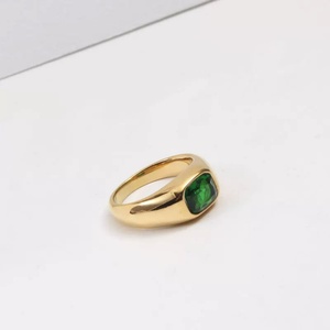 Anillo de Acero Inoxidable con Piedra Verde para Mujer, Diseño Atrevido, Fabricante de Joyería - Product Image 3