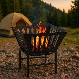 Rustic <b>Cast</b> <b>Iron</b> <b>Fire</b> <b>Pit</b> with Powder Coated Finish Freestanding Charcoal Outdoor Heating Design - Product Image 6