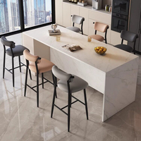 Tabouret de bar contemporain à hauteur de comptoir avec dossier, chaise rembourrée en cuir, repose-pieds intégré, pieds en métal pour la maison et la cuisine