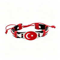 Bracelet personnalisé avec drapeau de la Turquie, bracelet tressé à la main réglable pour les rencontres sportives, souvenir et cadeau d'équipe