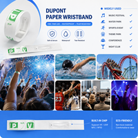 Pulsera de Papel Sintético NFC Imprimible Térmicamente, 13.56MHz, Pasiva, Impermeable, Desechable, para Eventos y Conciertos