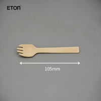 Cuillères-fourchettes jetables en bois de bouleau naturel compostable de 105 mm pour dégustation, pâtisserie et dessert – Vente en gros durable